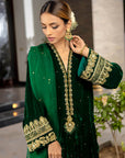 Emerald Dusk Velvet Suit Set
