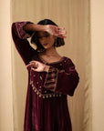 Maroon Dusk Velvet Suit Set
