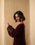 Maroon Dusk Velvet Suit Set