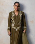 Olive Dusk Velvet Suit Set
