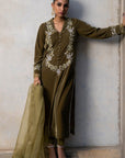 Olive Dusk Velvet Suit Set