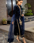 Midnight Azure Velvet Suit Set