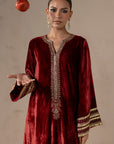 Red Ember Velvet Suit Set