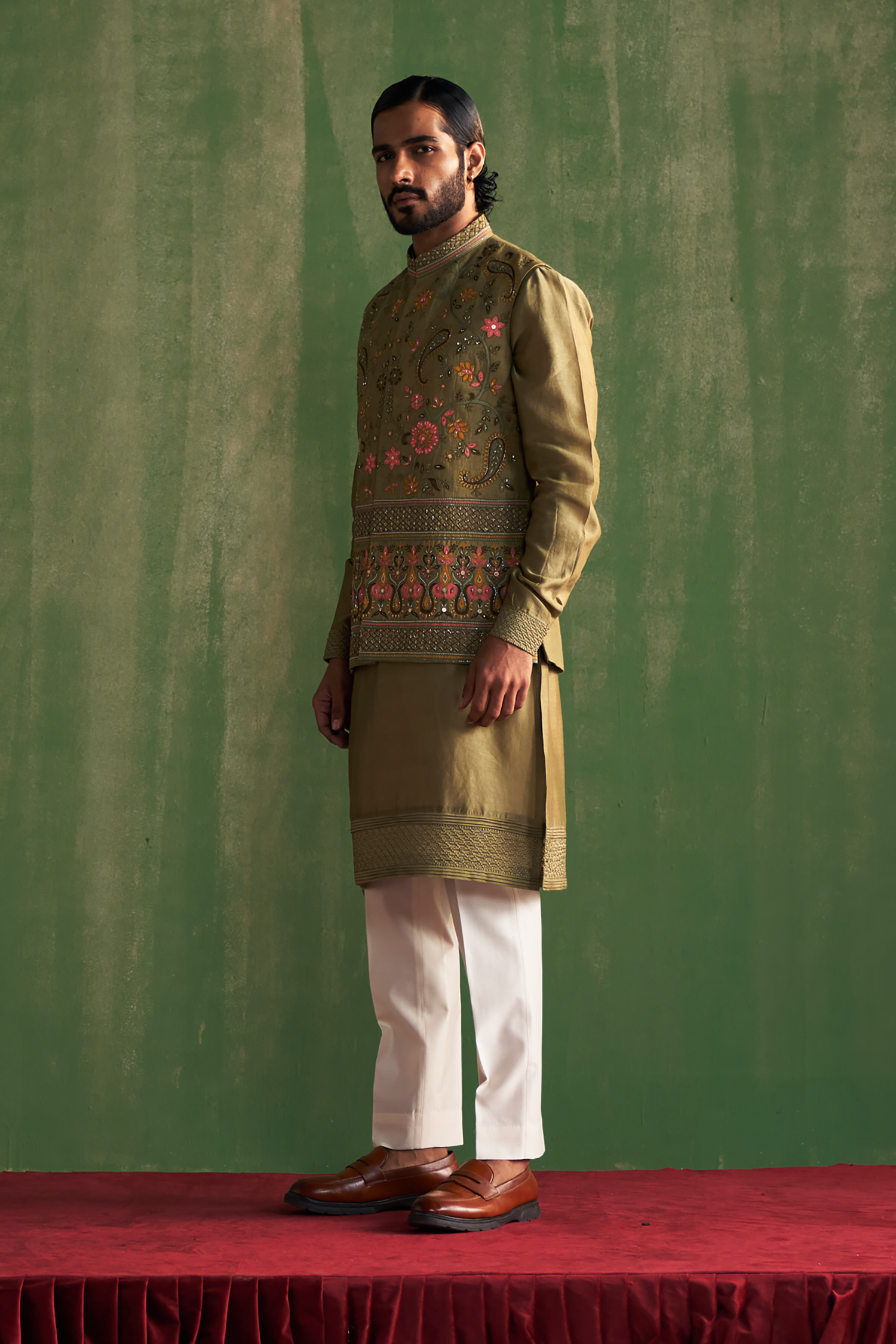 Reyansh Sage Green Bandi Set