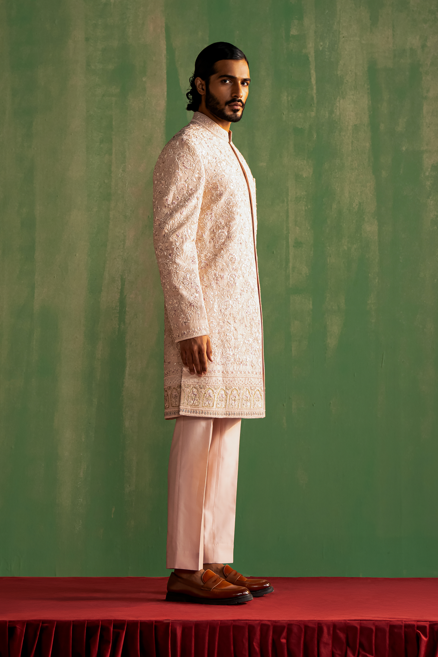 Lakshay Peach Sherwani Set