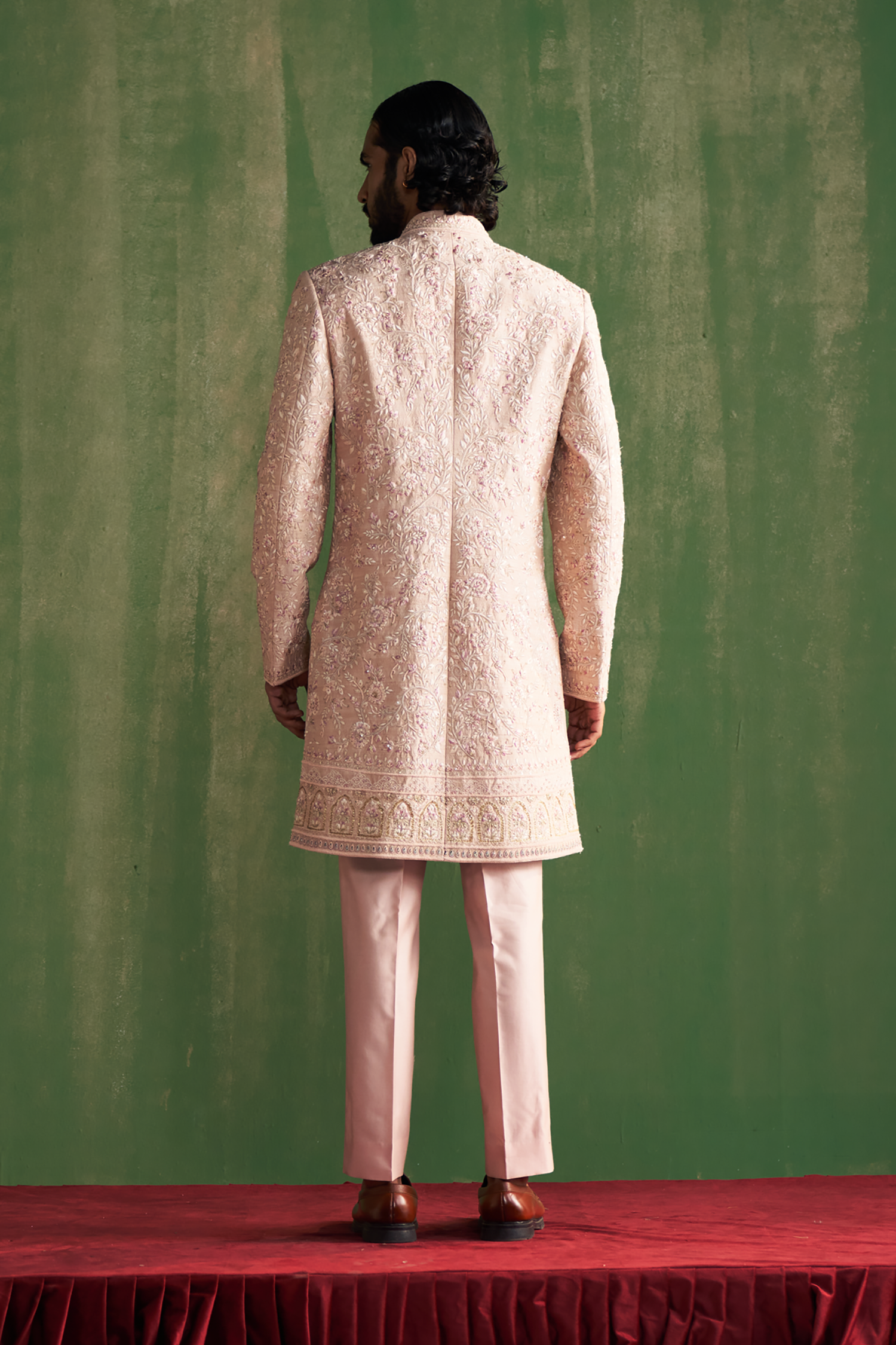 Lakshay Peach Sherwani Set