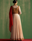 Charvi Snow White Pink Anarkali Set