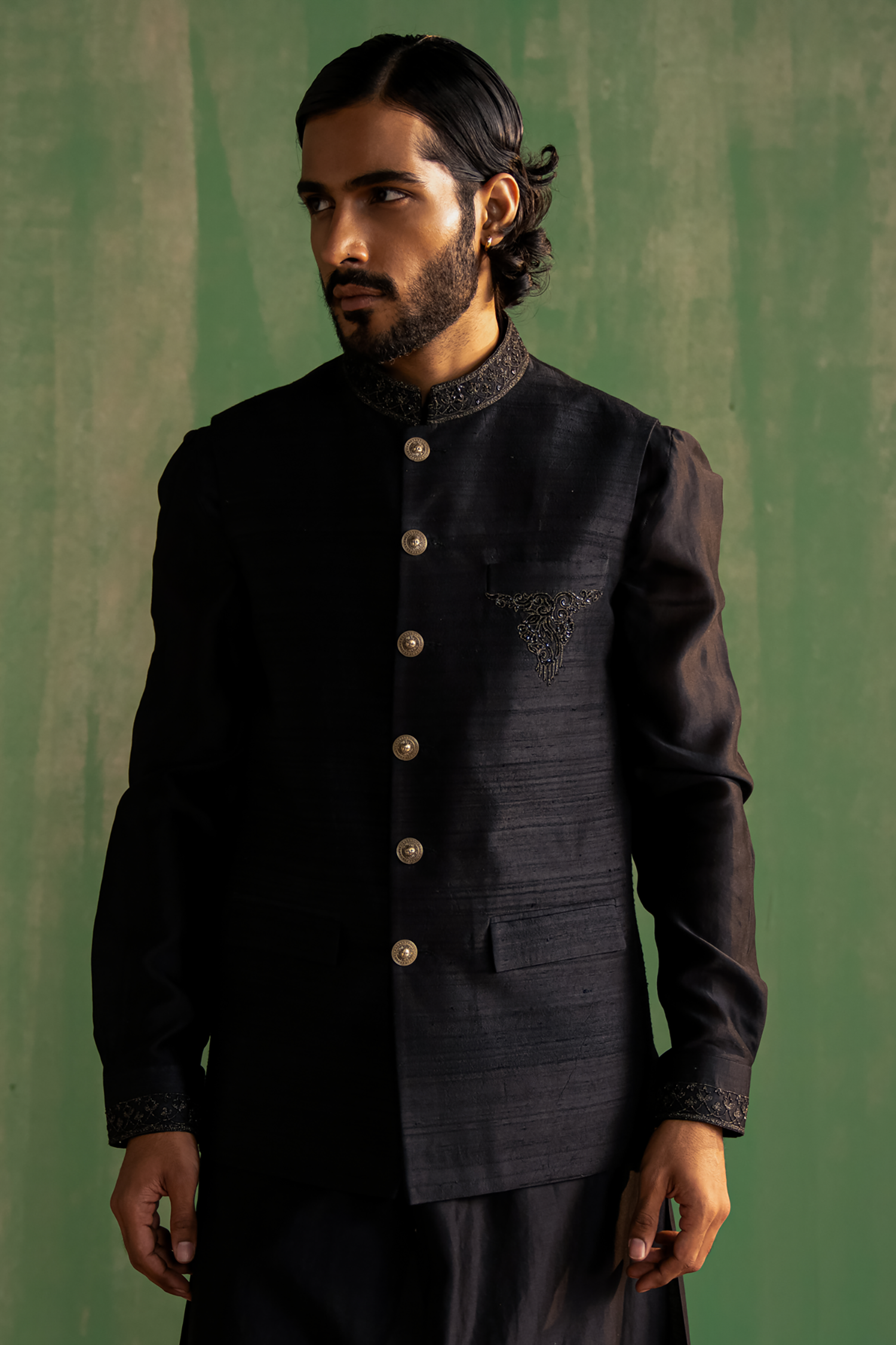 Dhruv Black Bandi Set