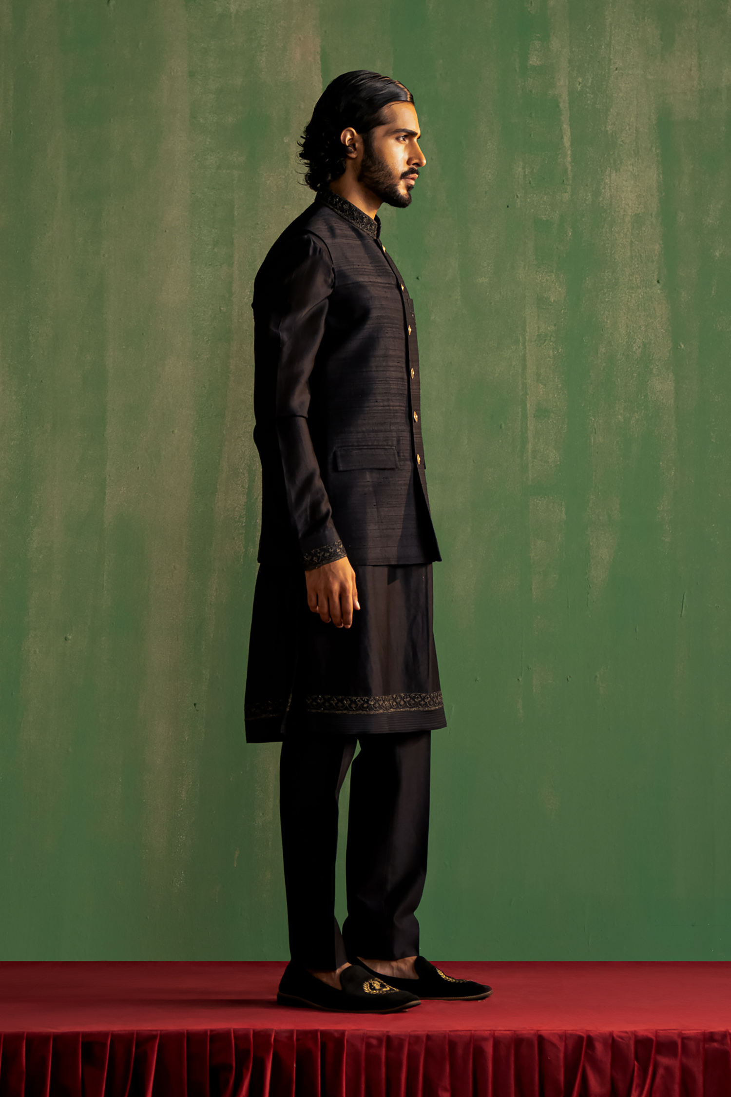 Dhruv Black Bandi Set