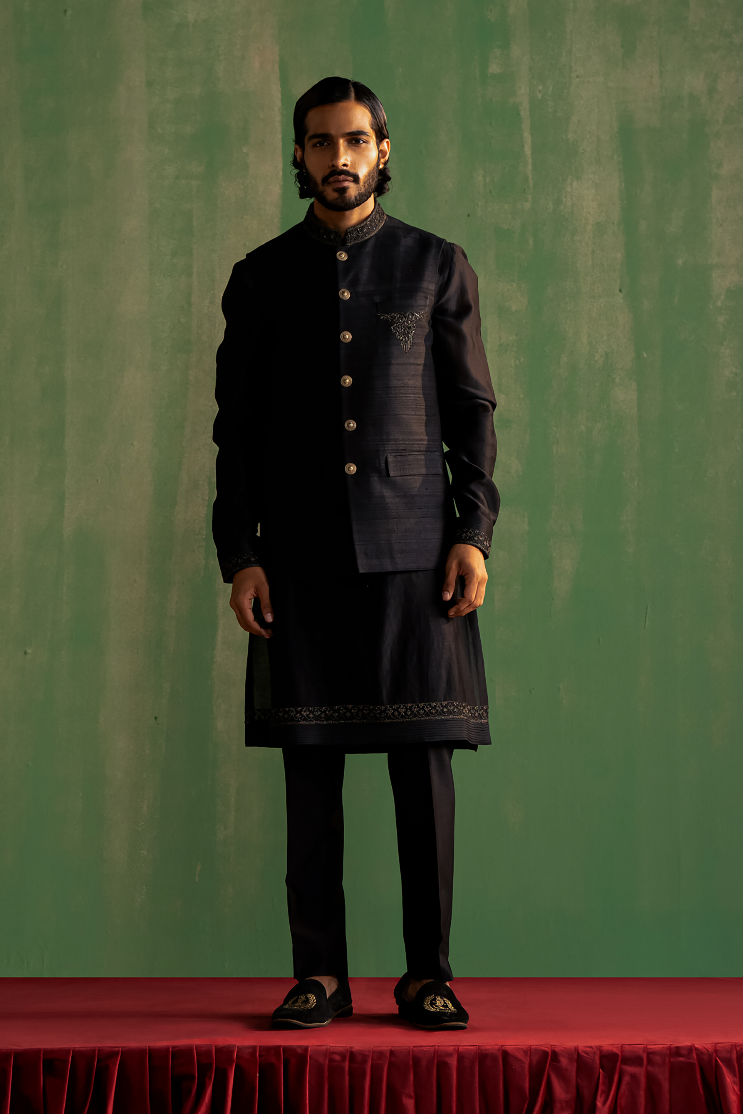 Dhruv Black Bandi Set