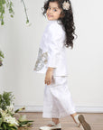 White Coat Style Top with Sequence Embroidery
