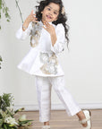 White Coat Style Top with Sequence Embroidery