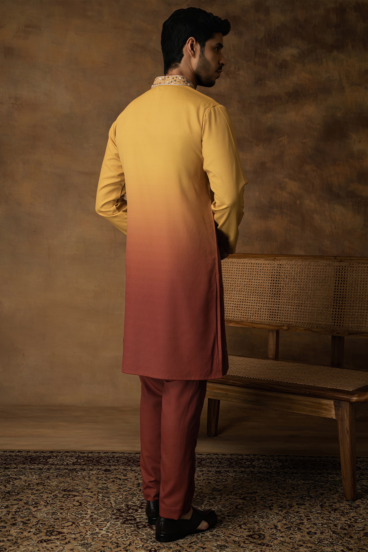 Yellow Ombre Kurta Set