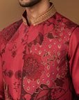 Onion Pink Printed Nehru Jacket Set