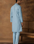 Powder Blue Booti Print Kurta Set