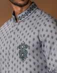 Grey Booti Print Kurta Set