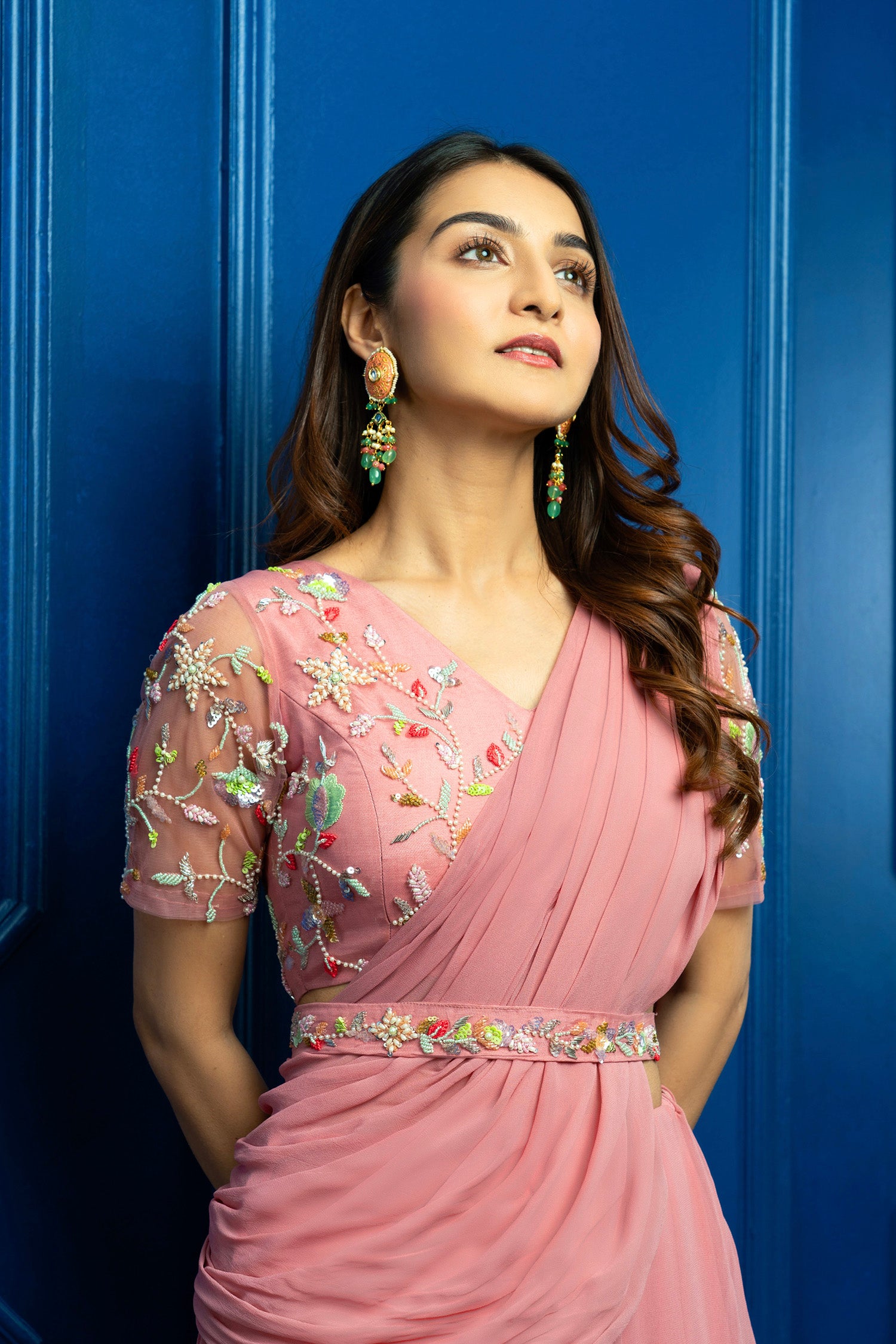 Coral Lehenga Saree