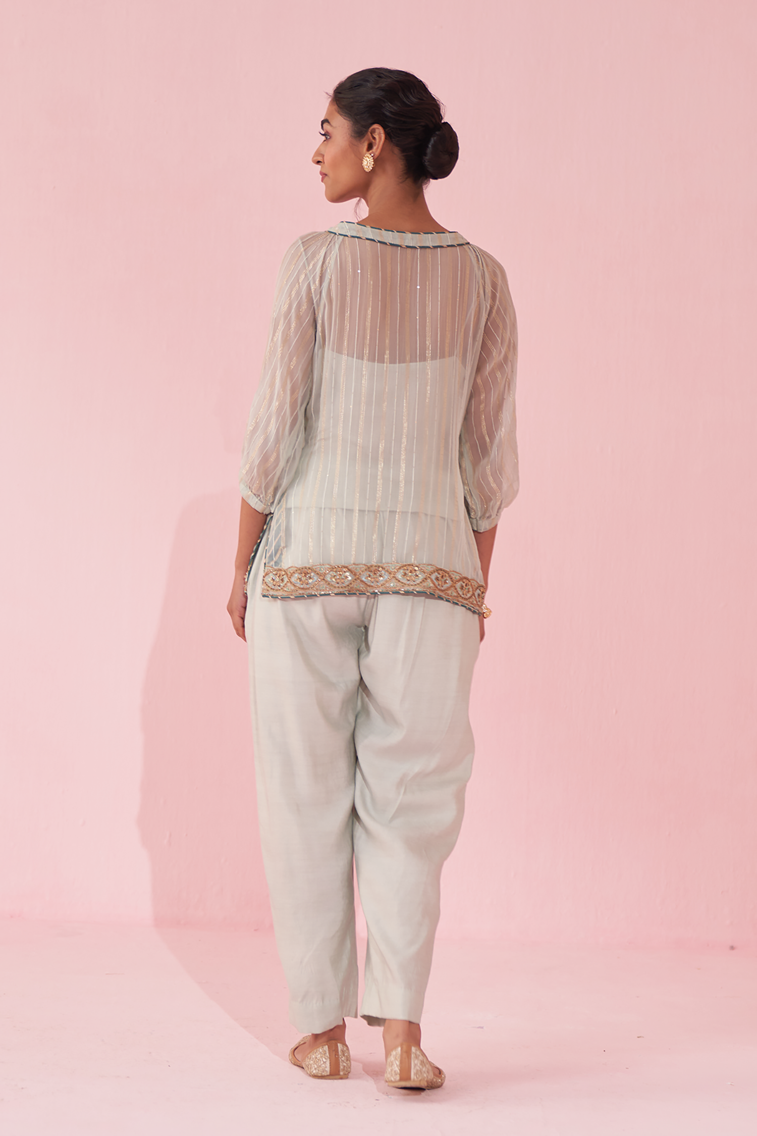 Gajara Ice Blue Shirt Pant Set