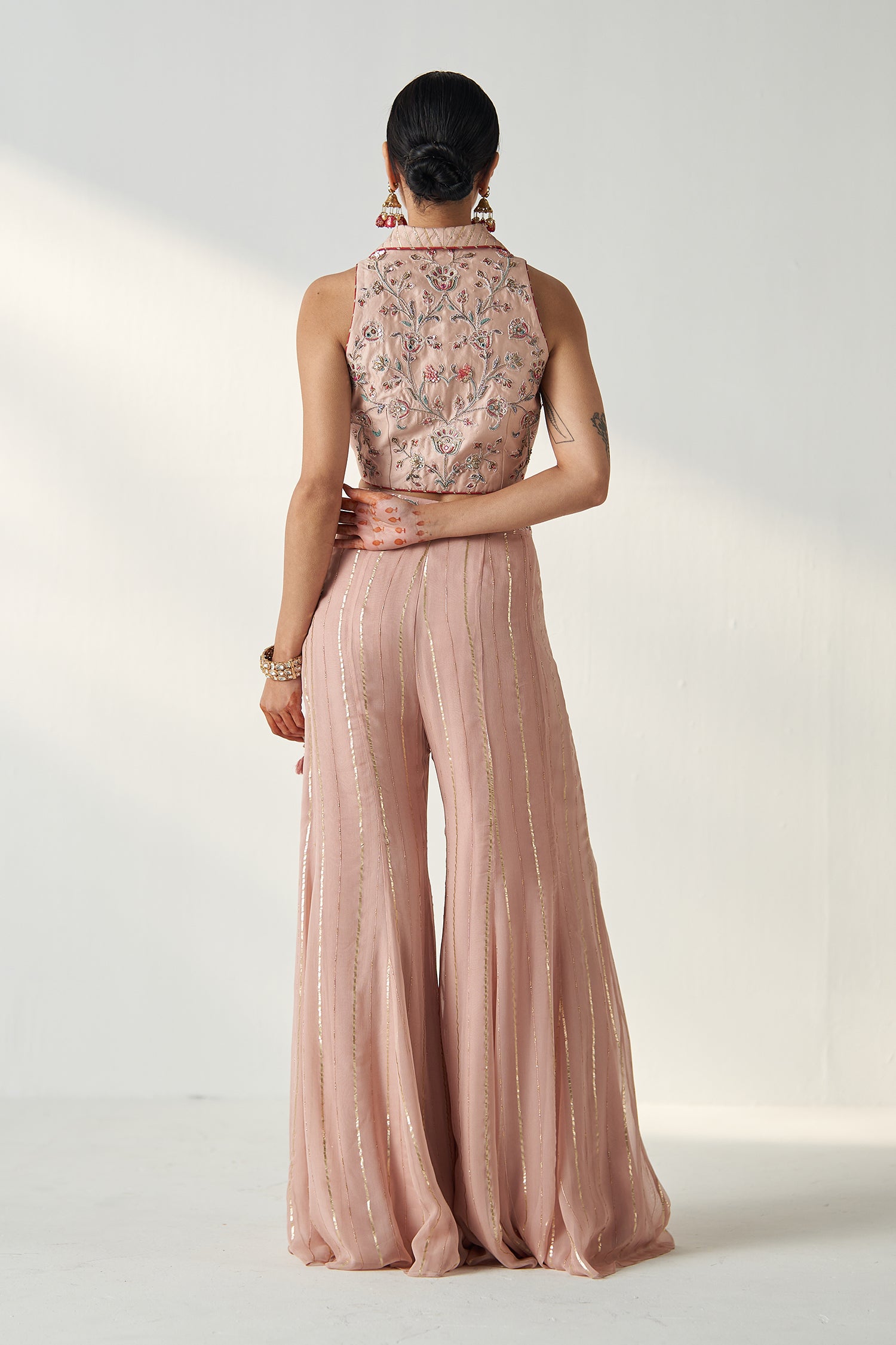 Ridhi Blush Pink Gilet Sharara Set