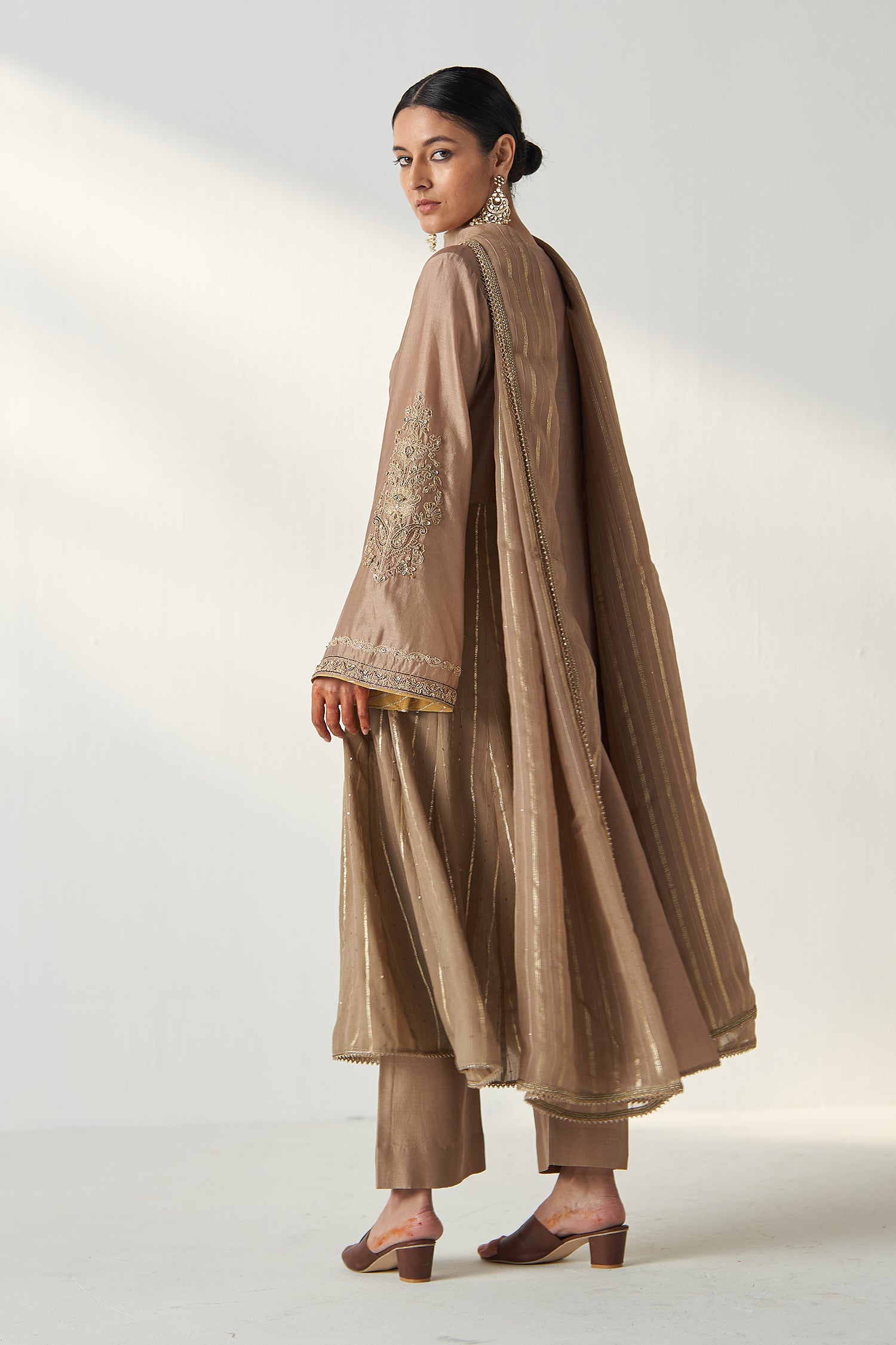 Palak Fawn Anarkali Pant Set