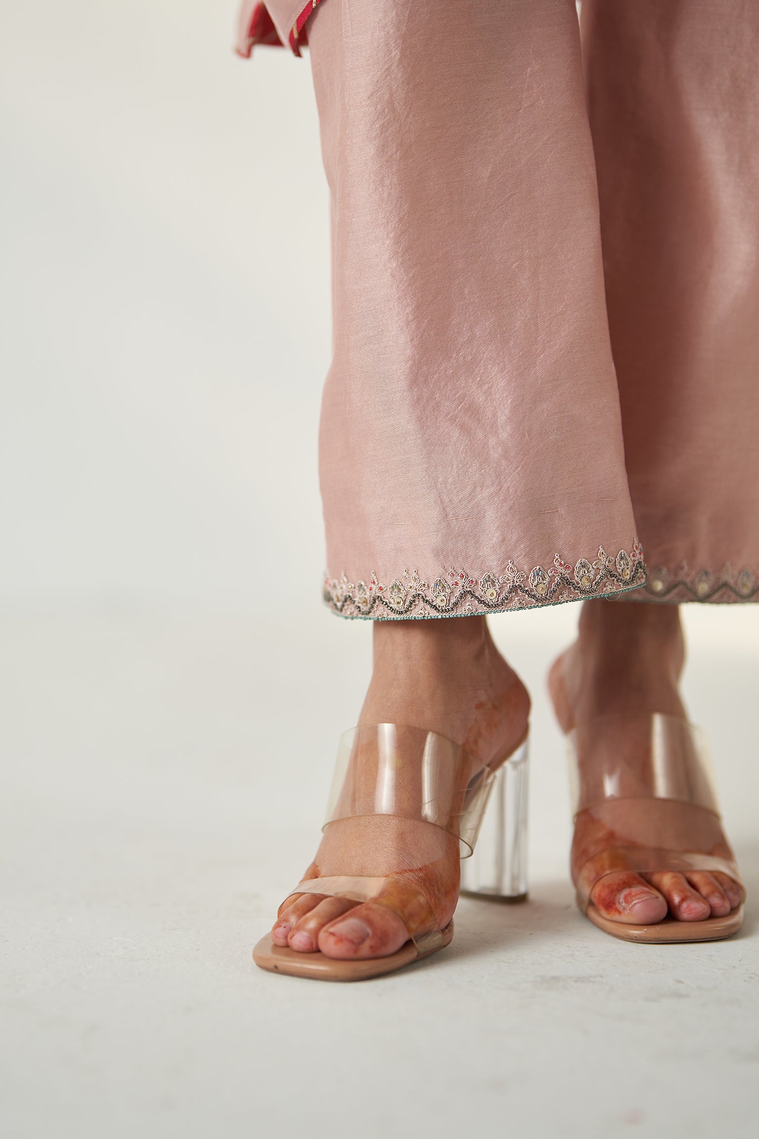 Pakhi Blush Pink Sheer Kurta Pant Set