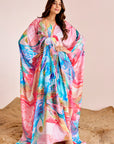 Long Kaftan Dress with Pleated Waist