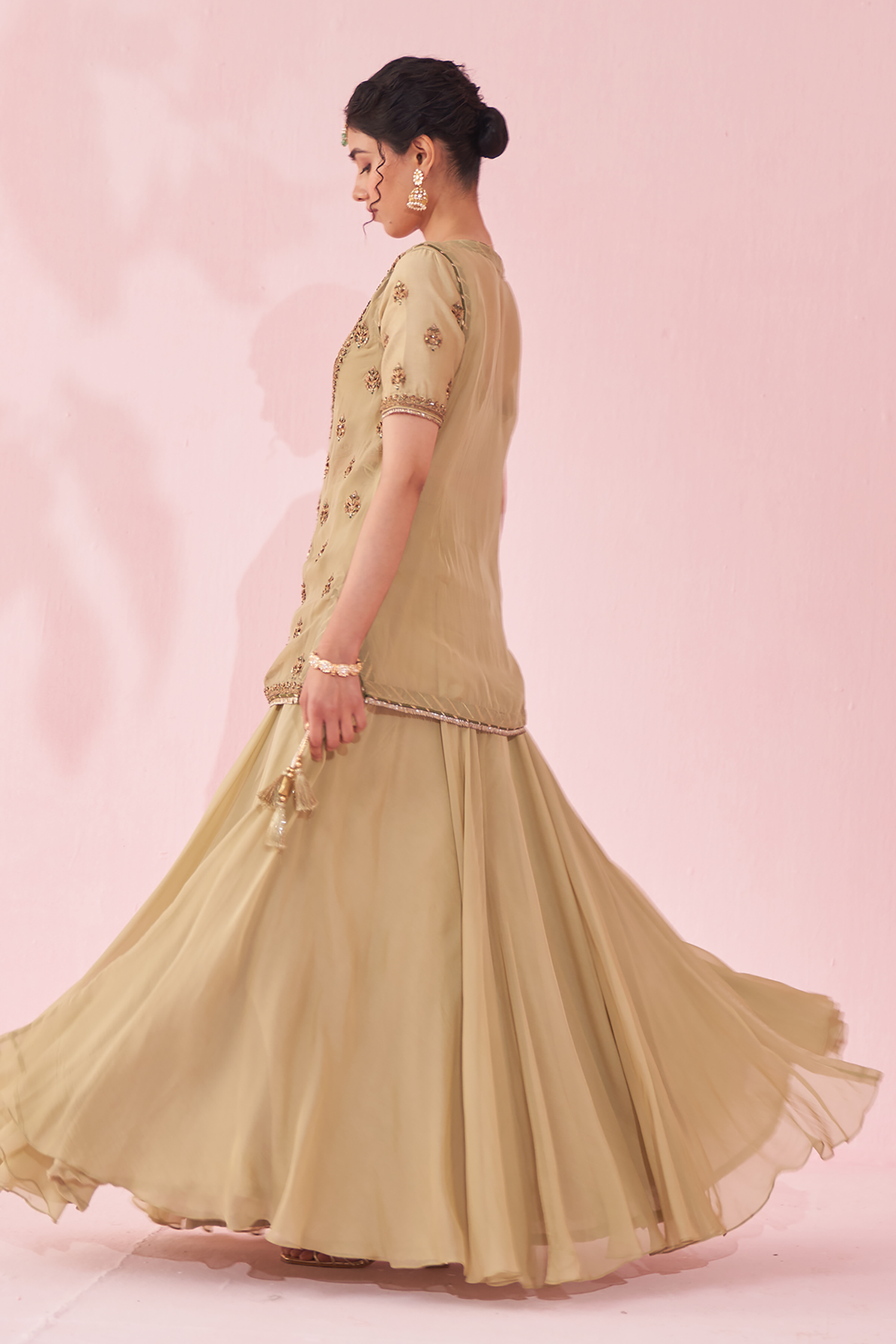 Gulmohar Green Lehenga Set