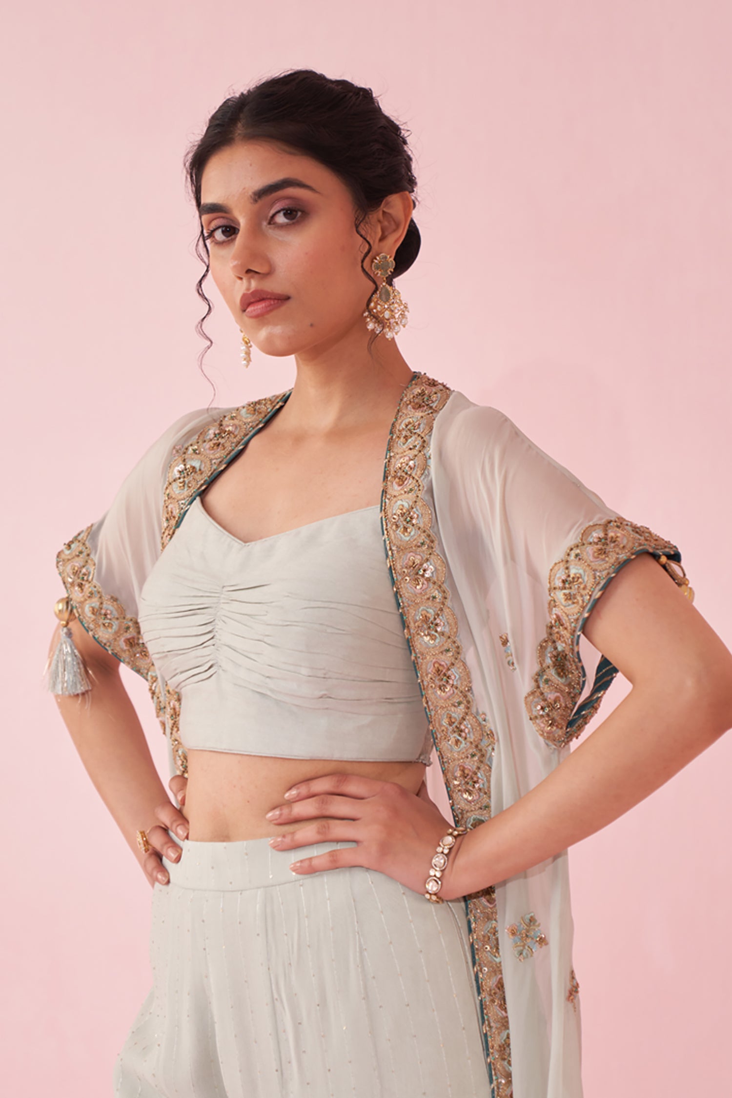 Guldana Ice Blue Cape Set