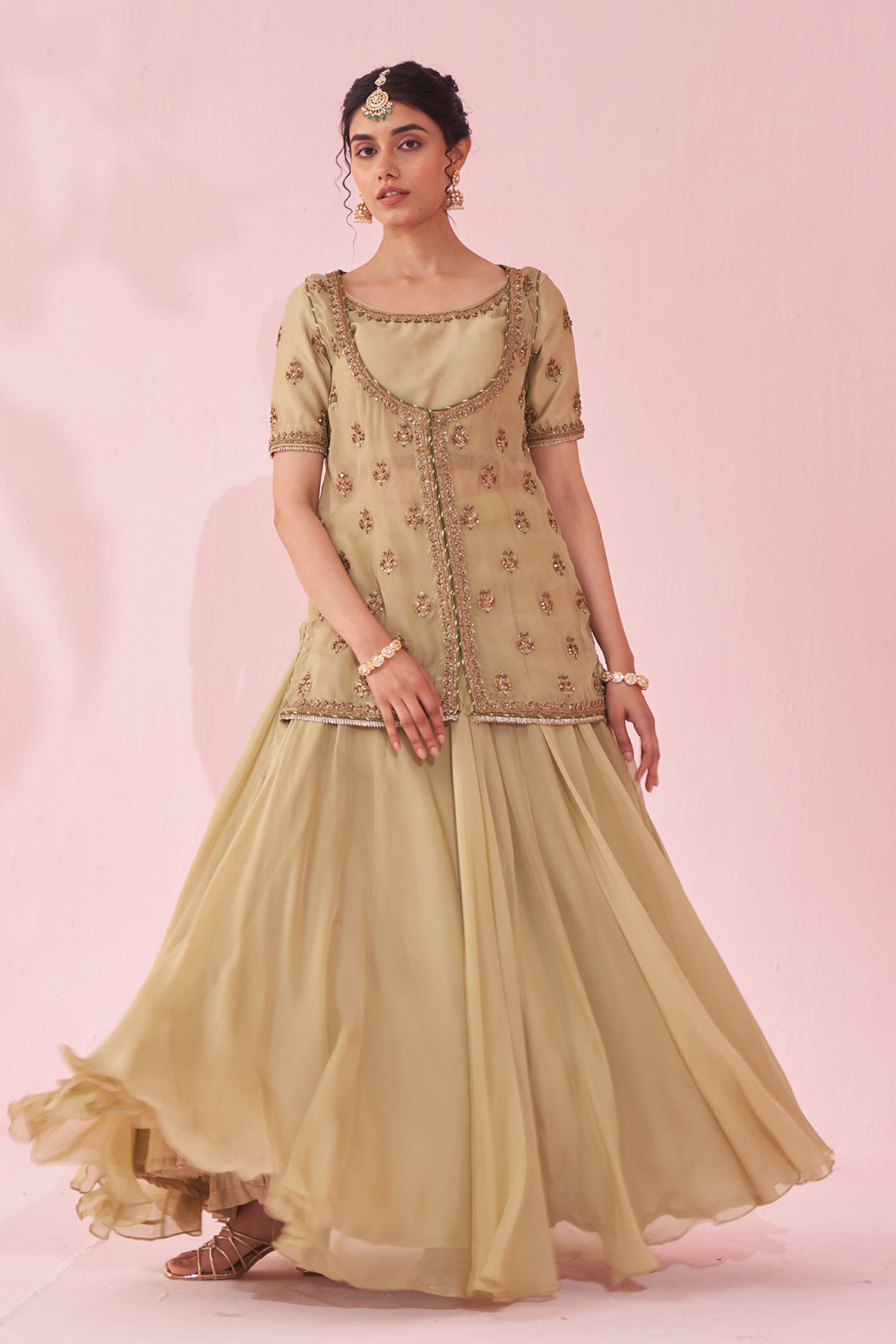 Gulmohar Green Lehenga Set