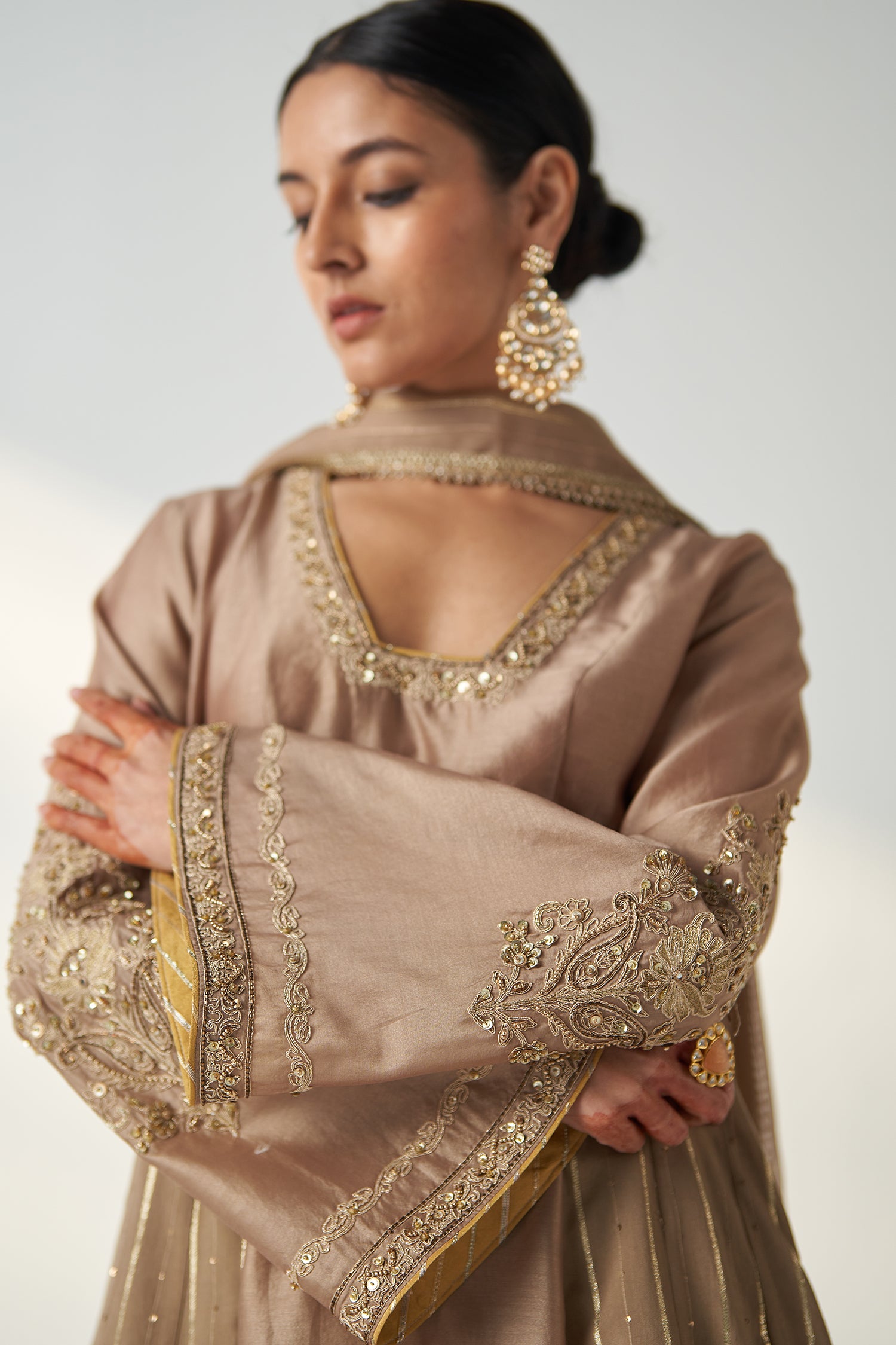 Palak Fawn Anarkali Pant Set