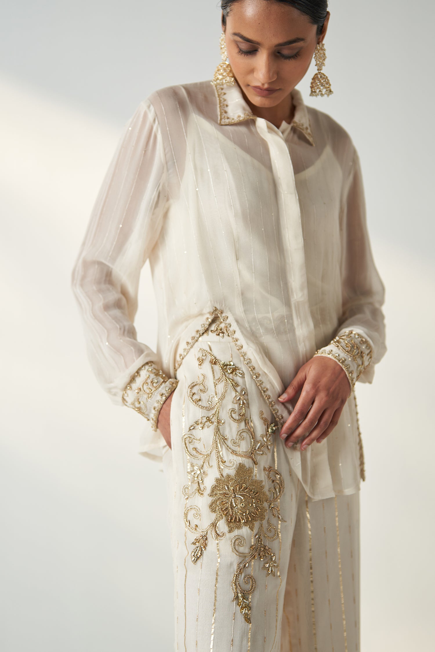Vani Ivory Shirt Pant Set