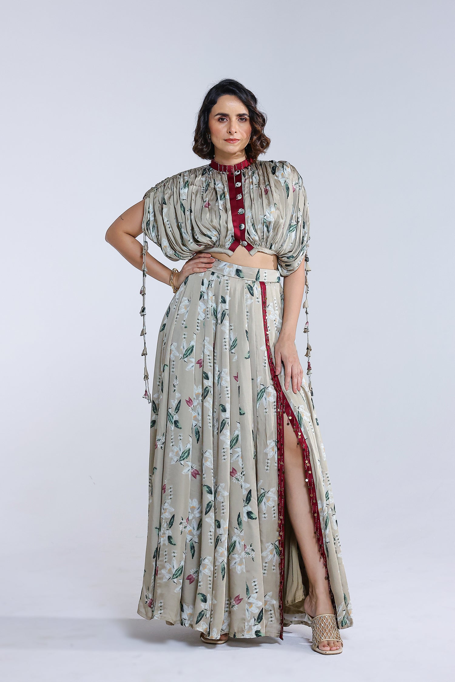 Jasmine Kalidar Skirt With Draped Jacket And Blouse