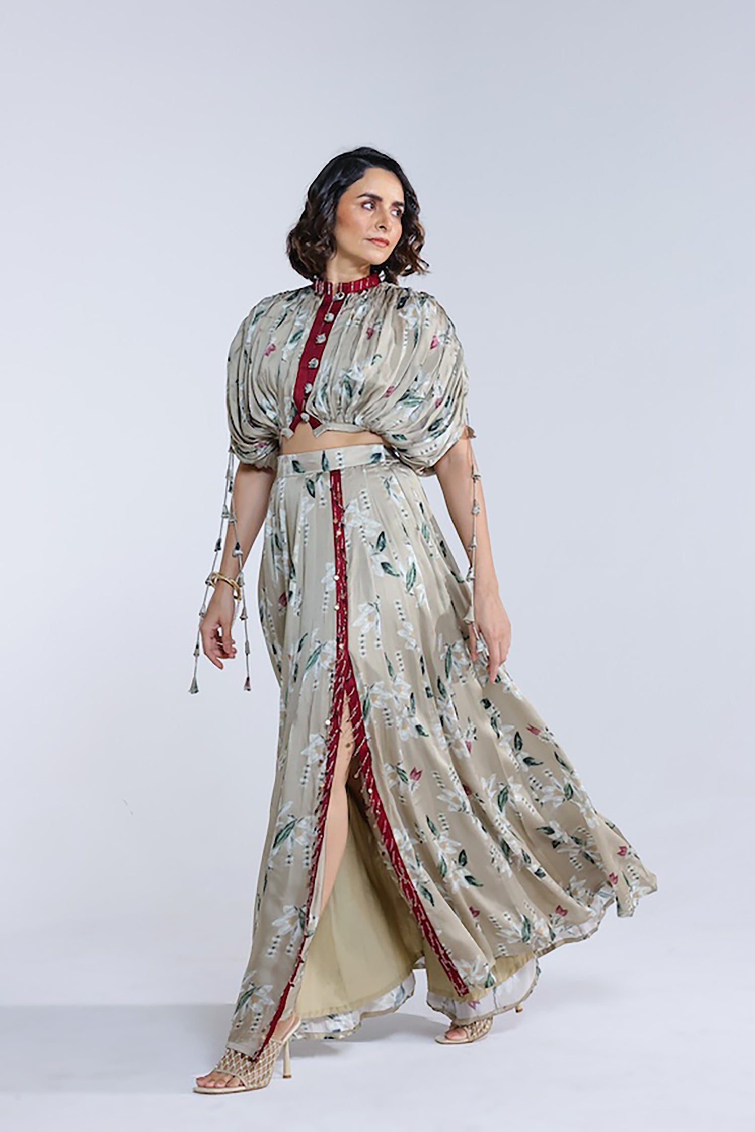 Jasmine Kalidar Skirt With Draped Jacket And Blouse