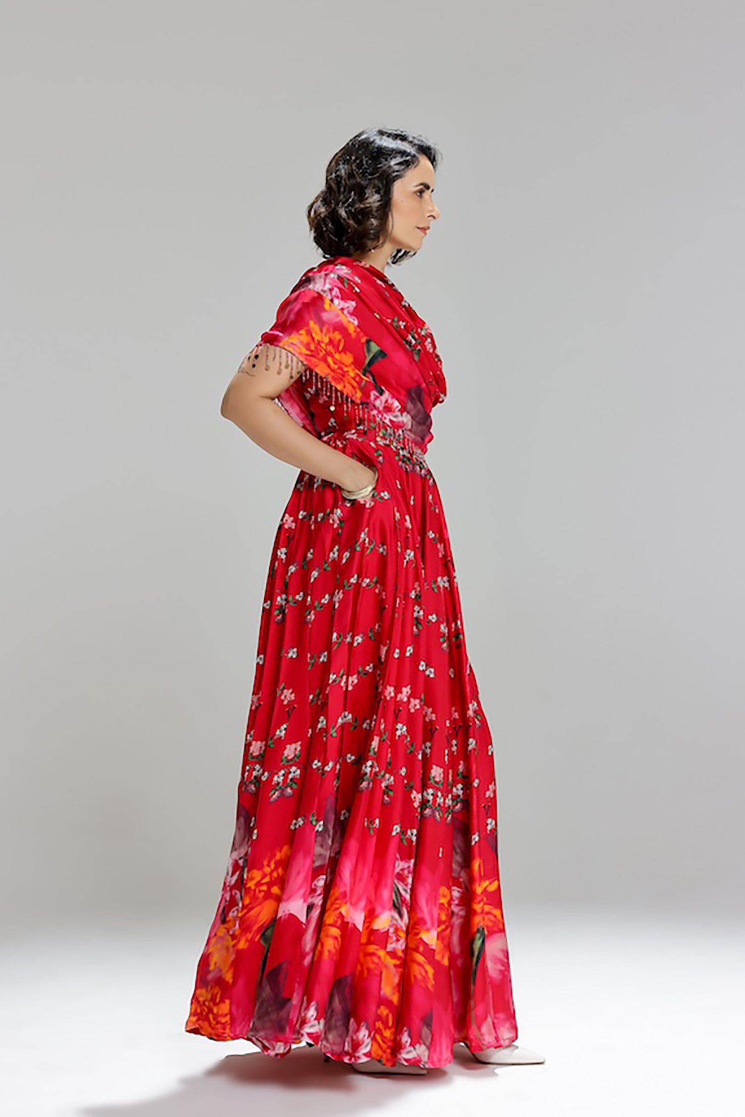 Floralia Kalidar Skirt With Drape Blouse