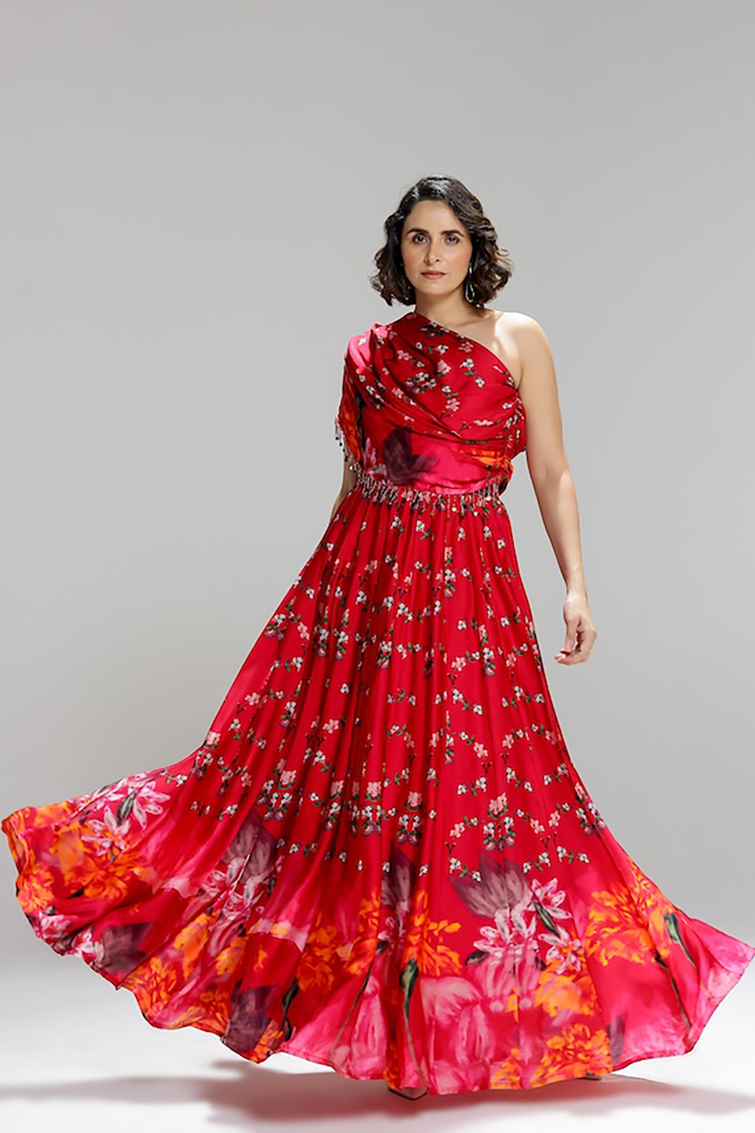 Floralia Kalidar Skirt With Drape Blouse