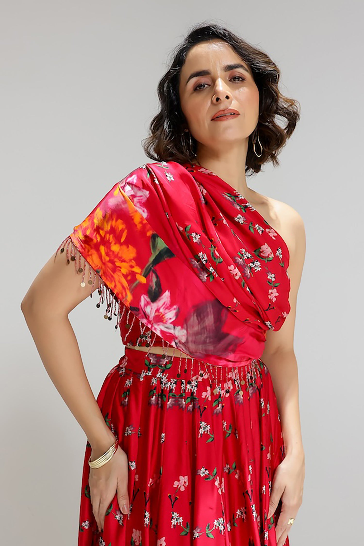 Floralia Kalidar Skirt With Drape Blouse