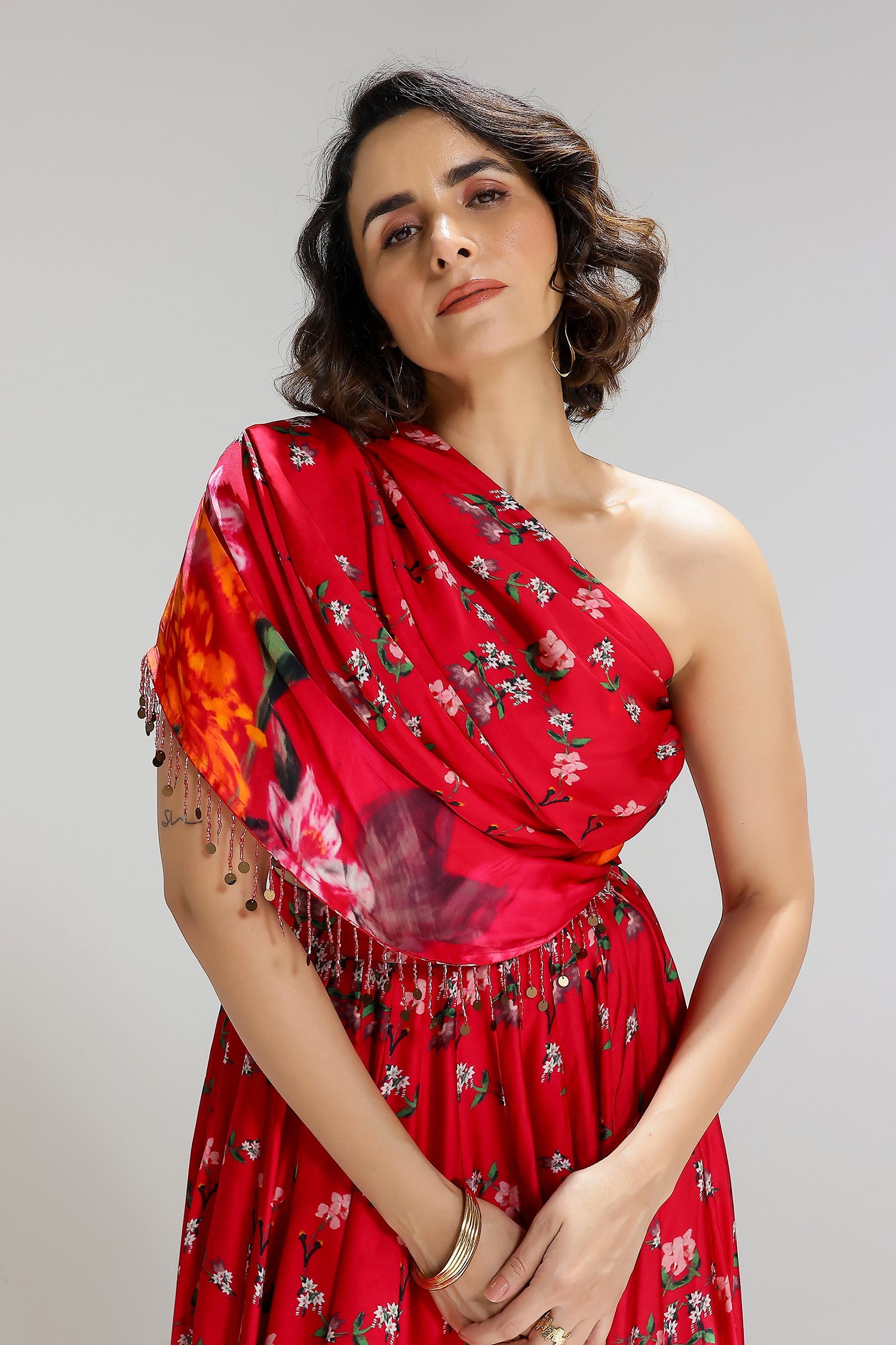 Floralia Kalidar Skirt With Drape Blouse