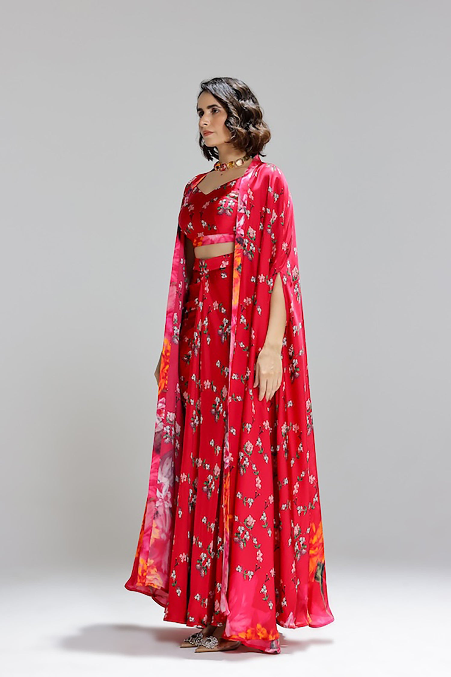 Floralia Skirt With Bustier And A Shrug