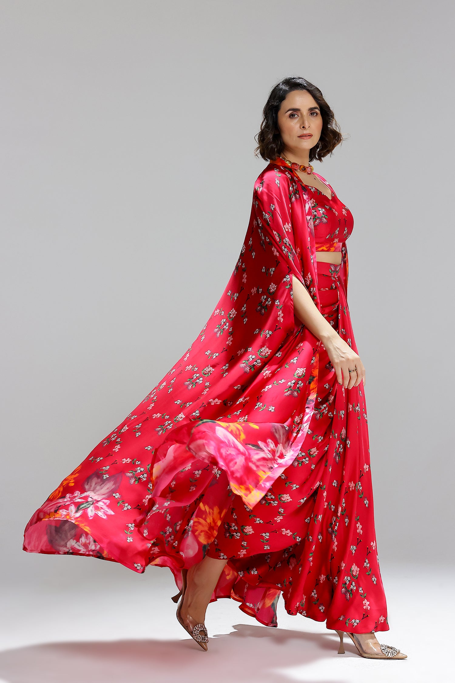 Floralia Skirt With Bustier And A Shrug