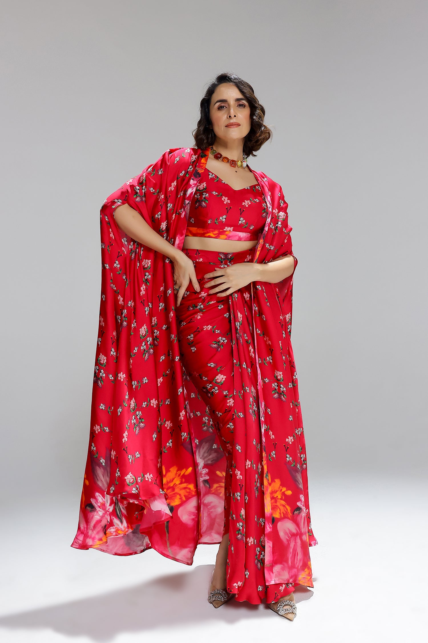 Floralia Skirt With Bustier And A Shrug