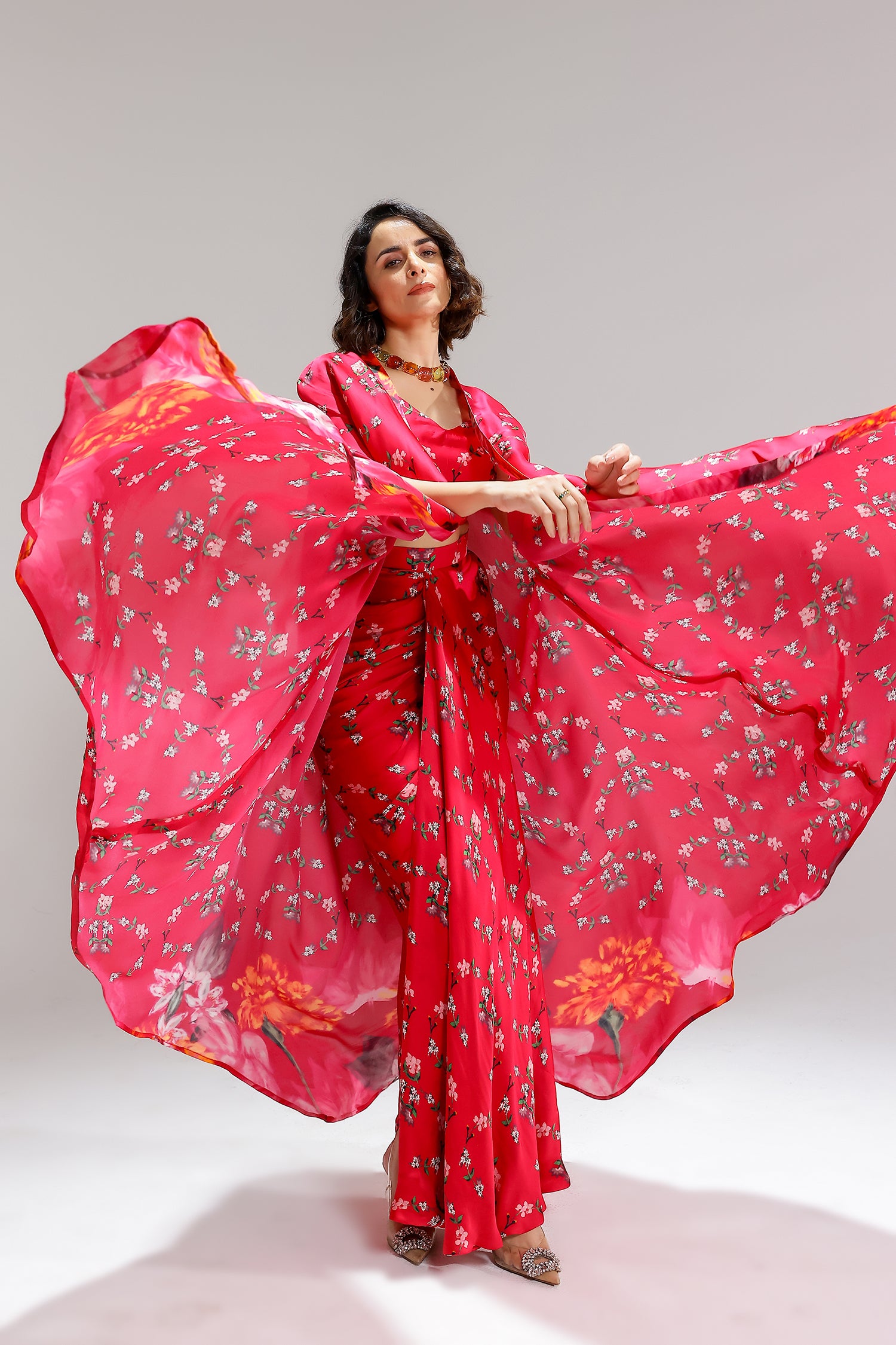 Floralia Skirt With Bustier And A Shrug