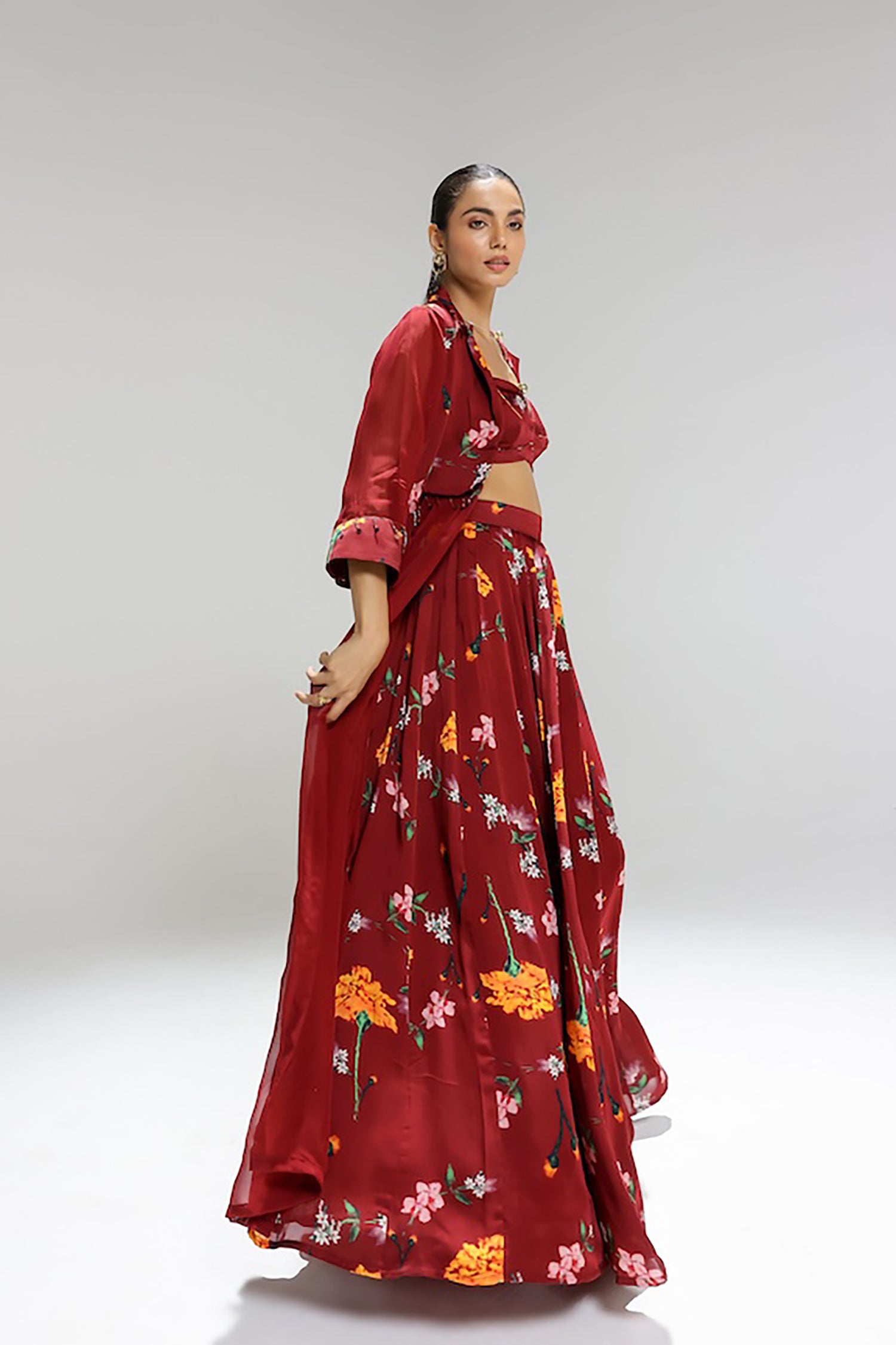 Scarlett Kalidar Skirt With Jacket And Blouse