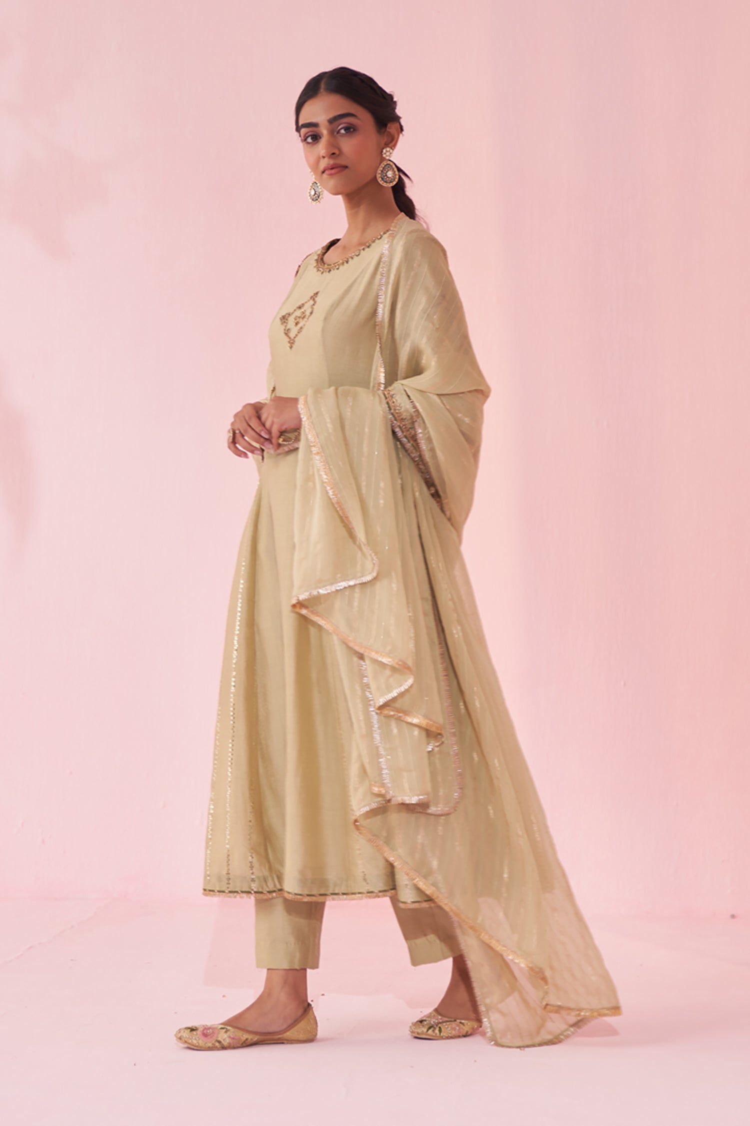 Gulzar Green Anarkali Set