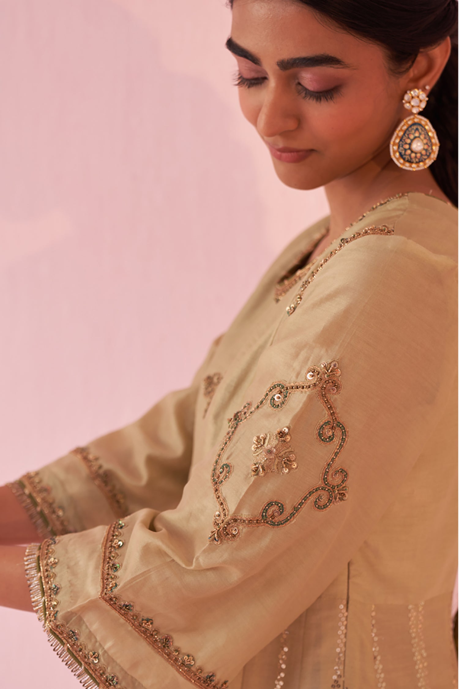 Gulzar Green Anarkali Set
