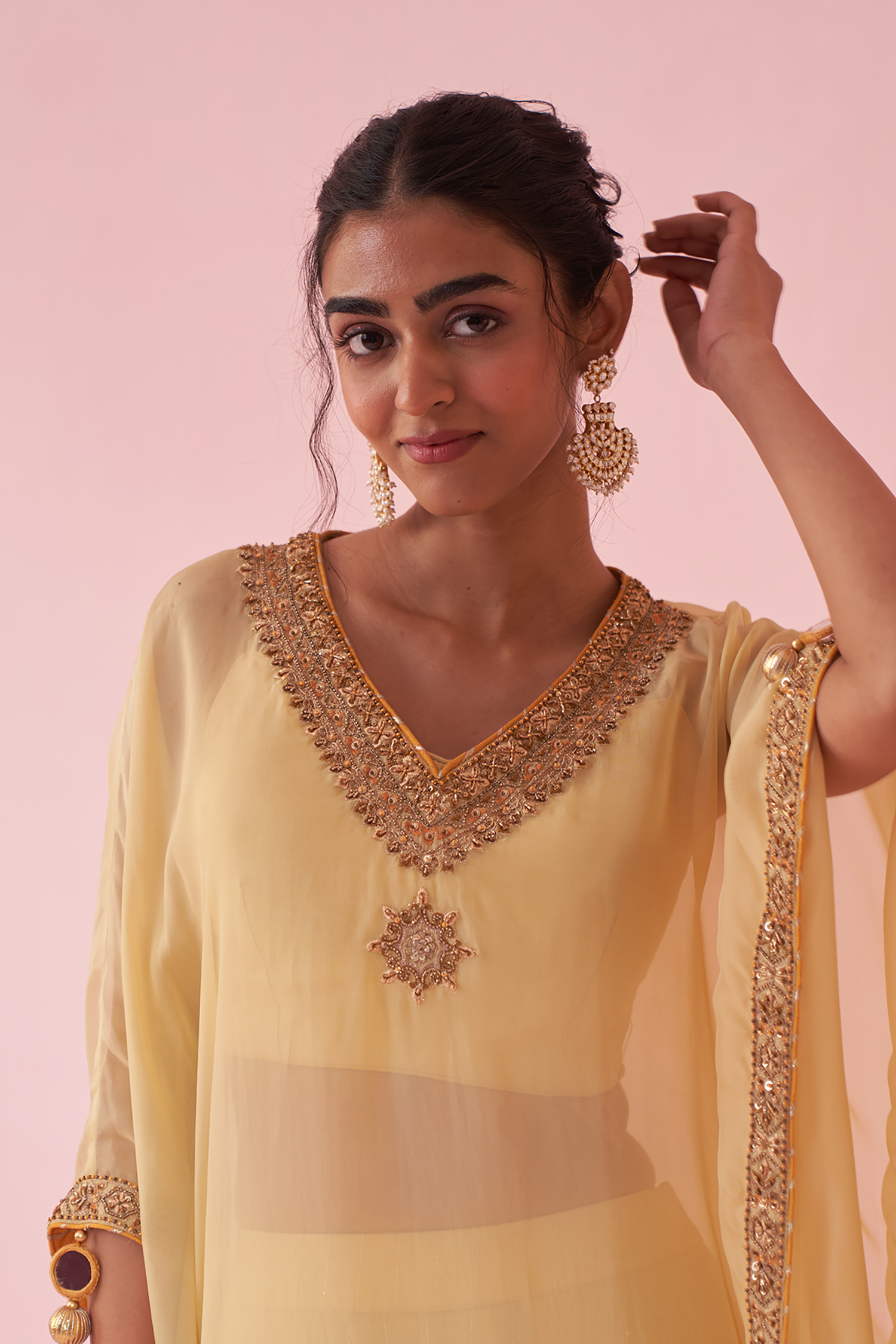 Gulzaar Yellow Kaftan Set