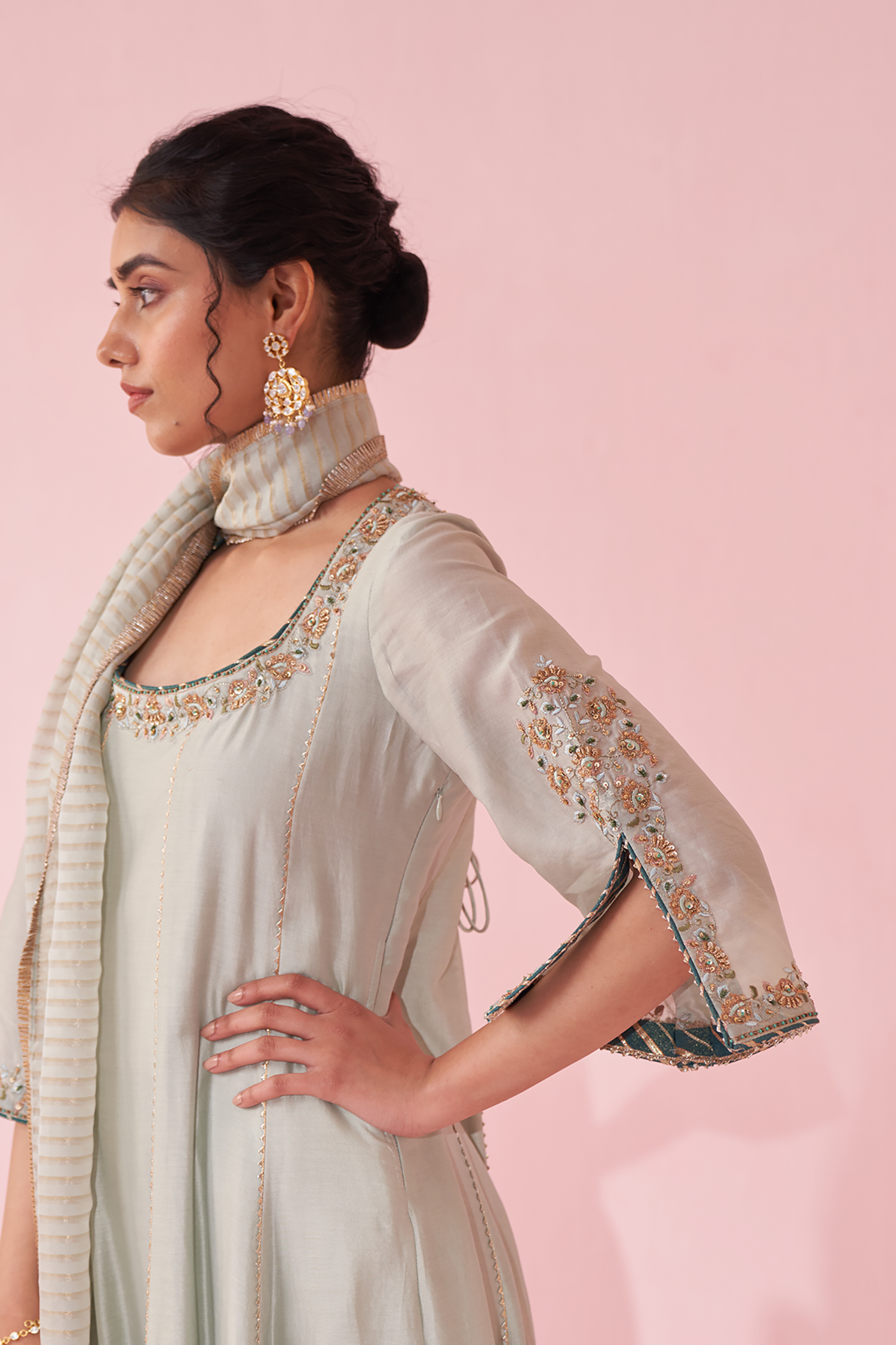 Gauri Ice Blue Anarkali Set