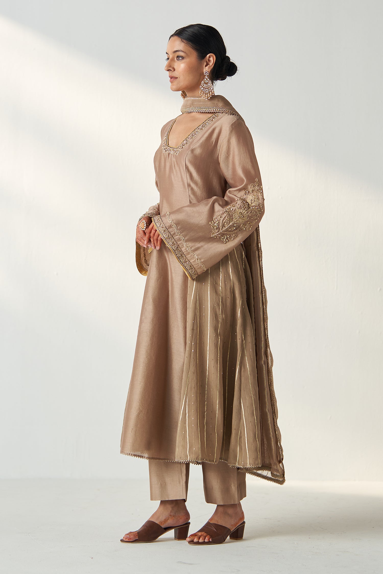 Palak Fawn Anarkali Pant Set