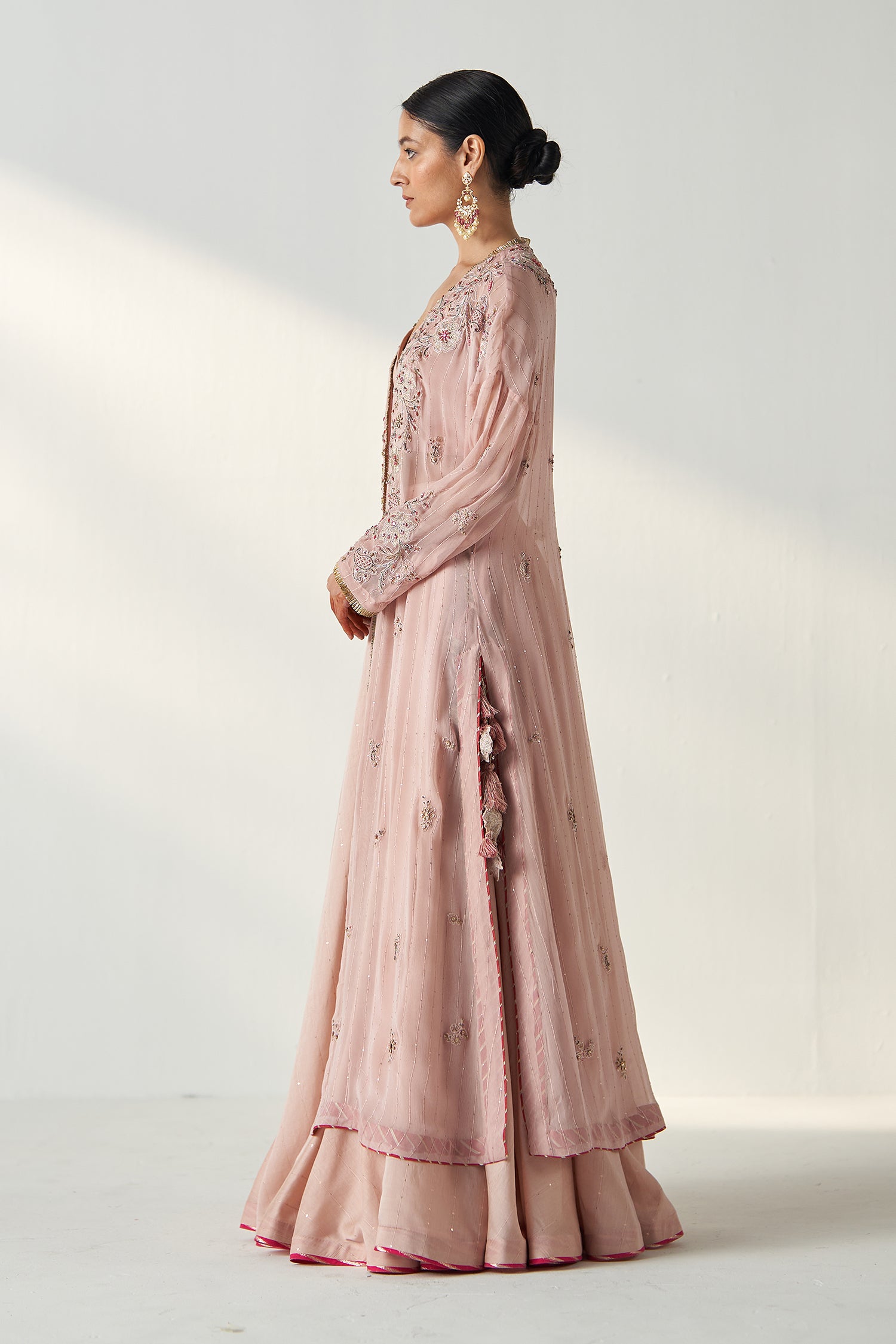 Zoya Blush Pink Cape Lehenga Set