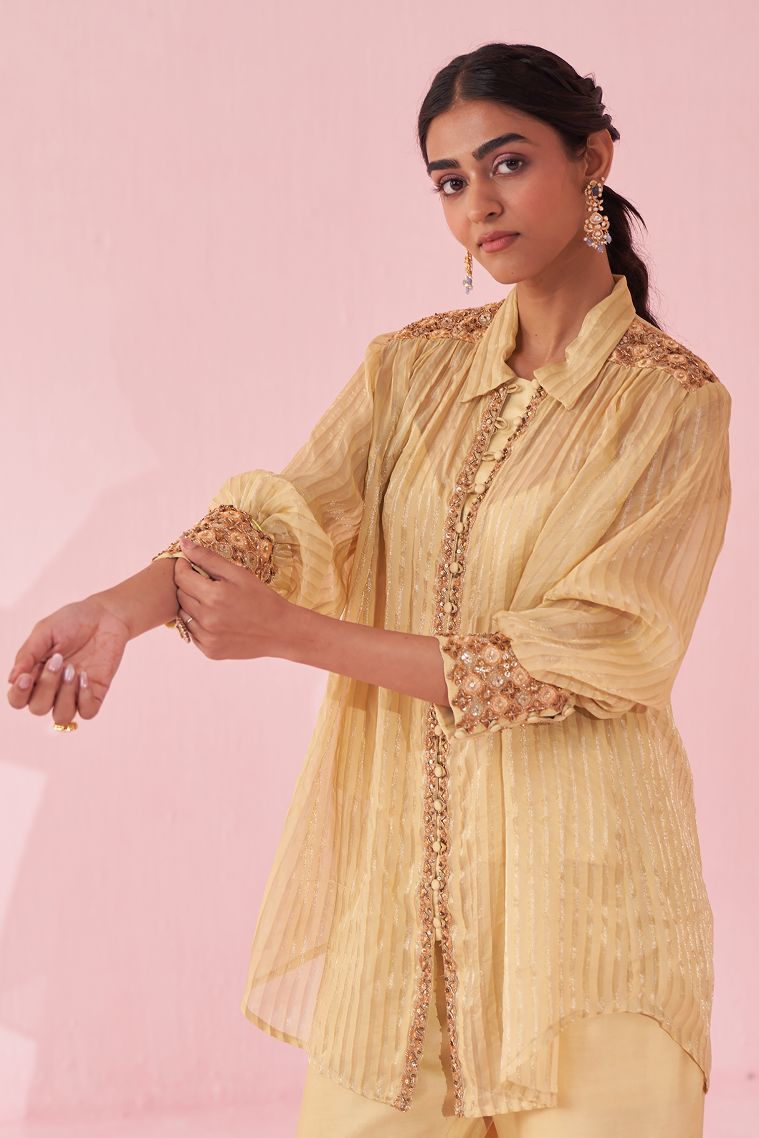 Gina Yellow Shirt Pant Set