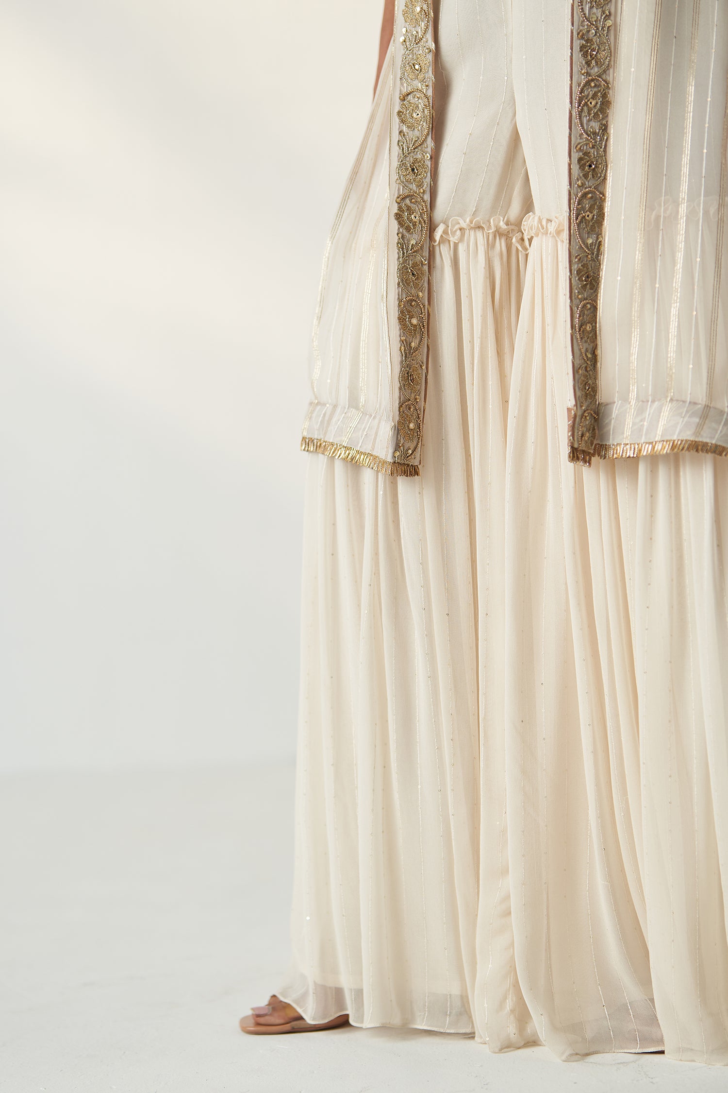 Prisha Ivory Cape Gharara Set